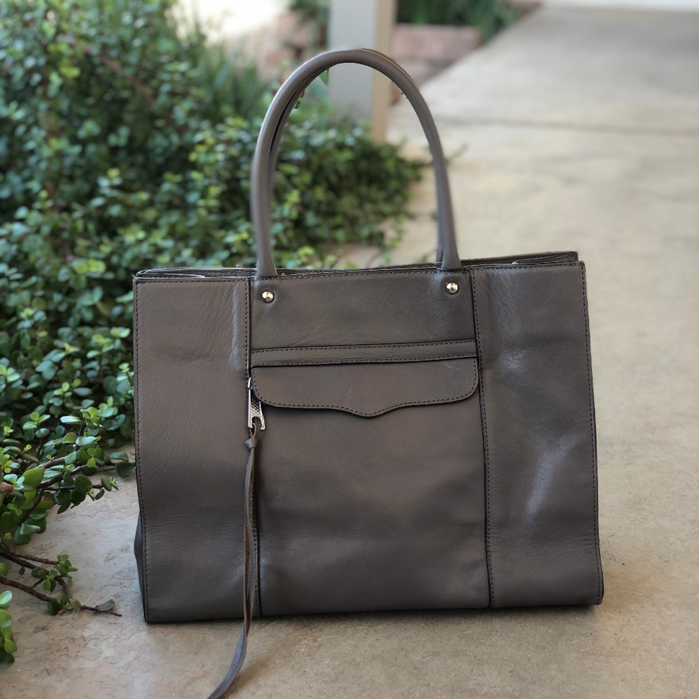 Rebecca Minkoff MAB Gray Leather Shoulder Tote Bag
